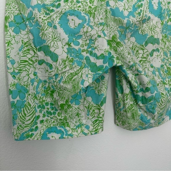 Lily Pulitzer The Chipper Shorts Green Blue White Floral Animal Print Size 2 - Picture 7 of 9